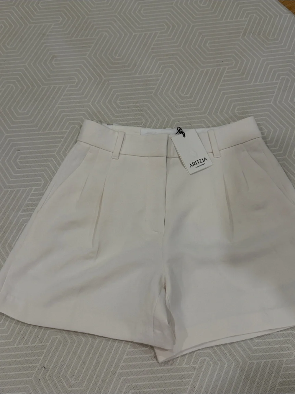 Aritzia White Pleated High-Rise Shorts - Picture 4 of 4